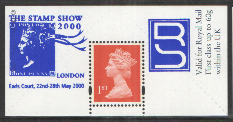 "Stamp Show 2000" overprinted Boots 1st Class Stamp & Label (image for) "Stamp Show 2000" overprinted Boots 1st Class Stamp & Label